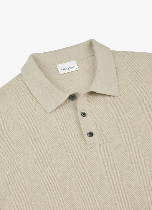 Profuomo Regular fit polo in linnenblend - detail 6 beige