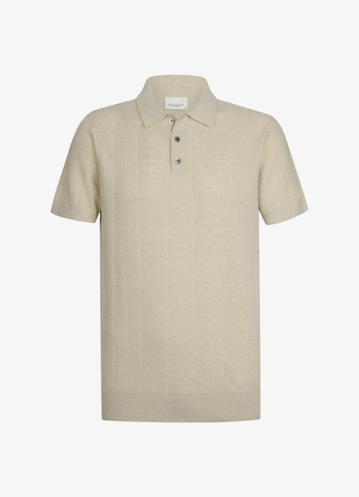 Profuomo Regular fit polo in linnenblend - voorkant 2 beige