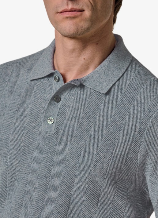Profuomo Regular fit polo in linnenblend - detail 4 blauw