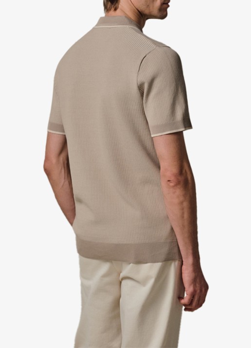 Profuomo Regular fit polo in zijdeblend - achterkant 3 beige
