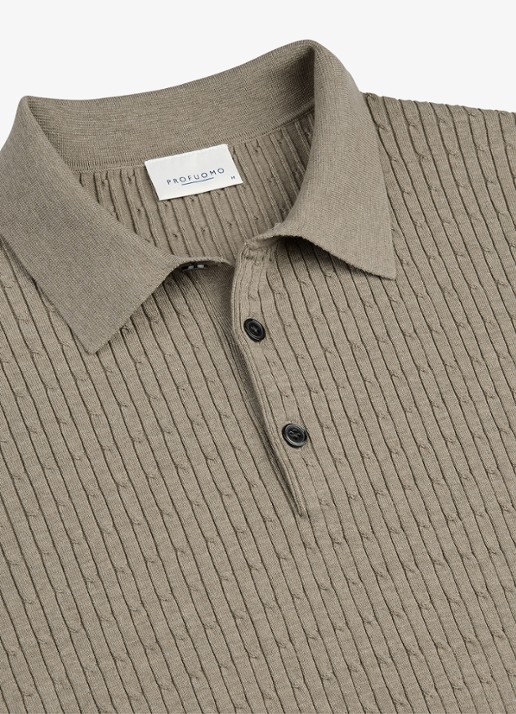 Profuomo Regular fit polo in zijdeblend - detail 6 beige