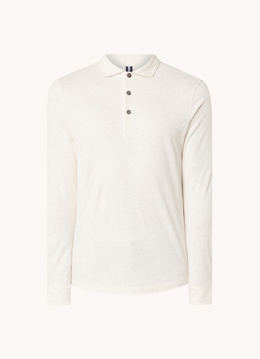 Profuomo Regular fit polo met gemêleerd dessin - voorkant beige