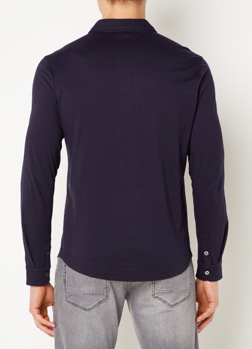 Profuomo Regular fit polo met stretch - achterkant donkerblauw