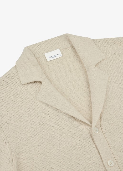 Profuomo Regular fit polo met structuur - detail 6 gebroken wit