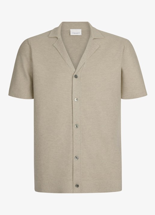 Profuomo Regular fit polo met structuur - voorkant beige