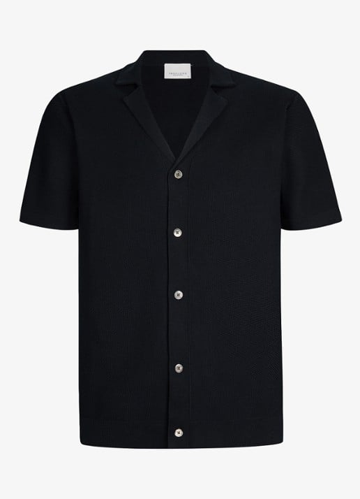 Profuomo Regular fit polo met structuur - voorkant donkerblauw