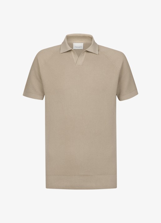 Profuomo Regular fit polo met structuur - voorkant beige