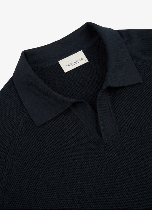 Profuomo Regular fit polo met structuur - detail 6 donkerblauw