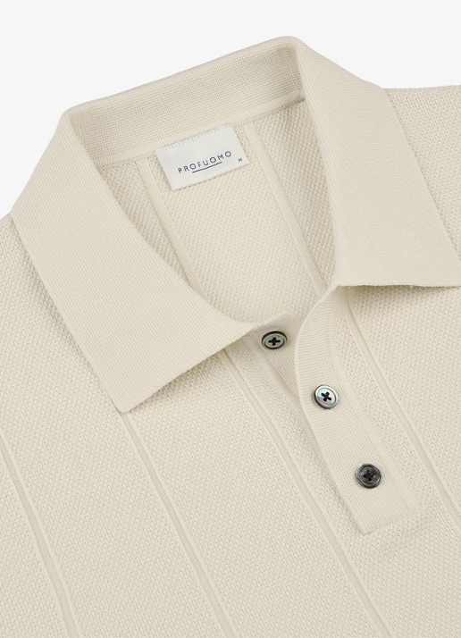 Profuomo Regular fit polo met structuur - detail 5 gebroken wit