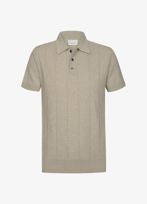 Profuomo Regular fit polo met structuur - voorkant beige