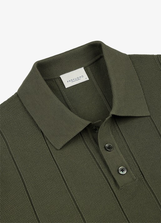 Profuomo Regular fit polo met structuur - detail 6 groen