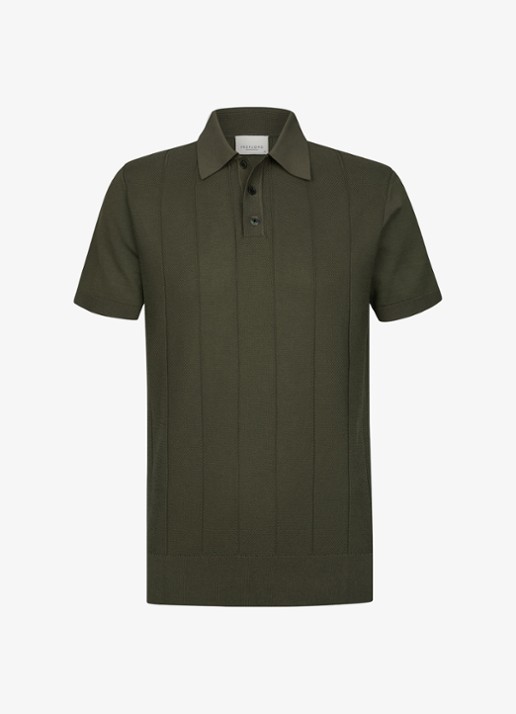 Profuomo Regular fit polo met structuur - voorkant groen
