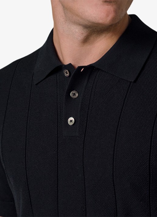 Profuomo Regular fit polo met structuur - detail 5 donkerblauw