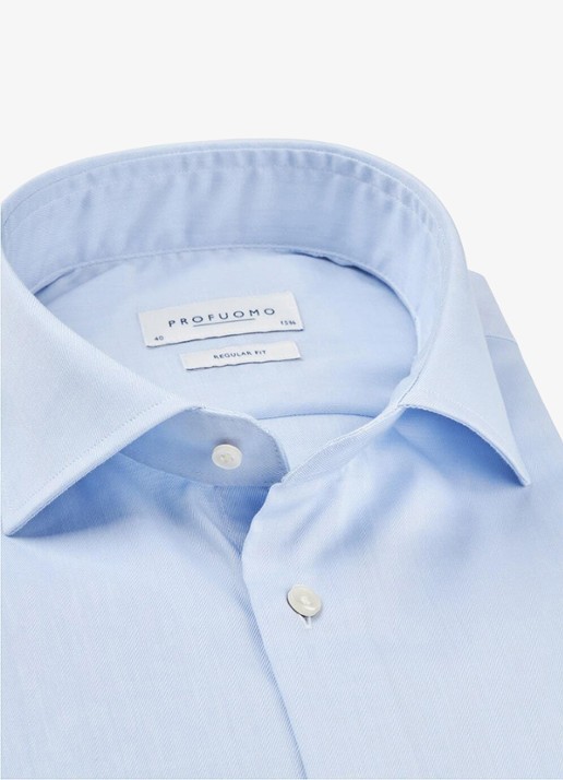 Profuomo Regular fit strijkvrij overhemd met cut away kraag - detail lichtblauw