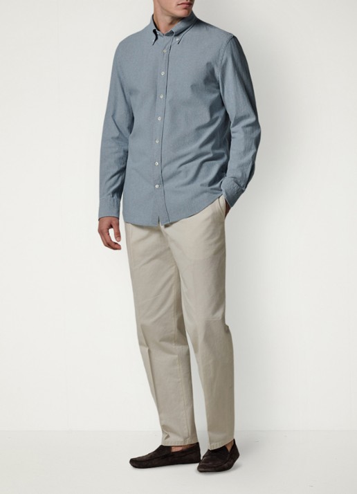 Profuomo Relax fit denim shirt - voorkant 2 blauw
