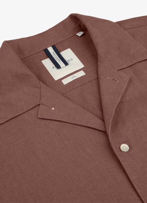 Profuomo Relax fit shirt in linnen - detail 4 clay