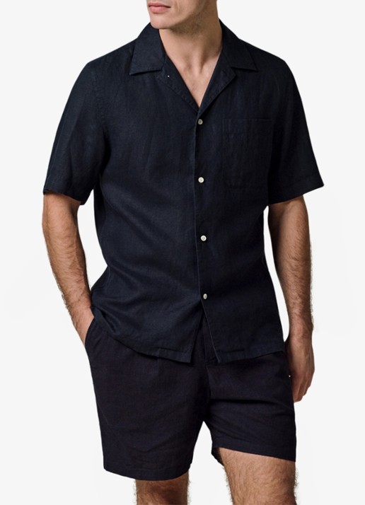 Profuomo Relax fit shirt in linnen - detail 4 blauw