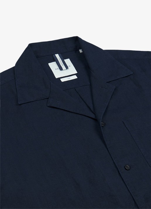 Profuomo Relax fit shirt in linnen - detail 6 blauw
