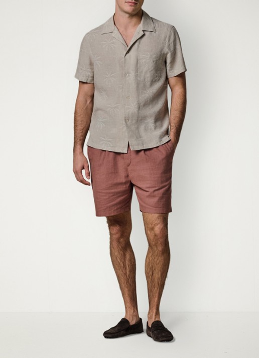Profuomo Relax fit shirt in linnen - voorkant 2 beige