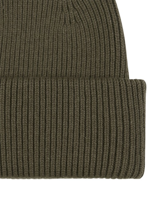 Profuomo Ribgebreide muts in wolblend - detail groen