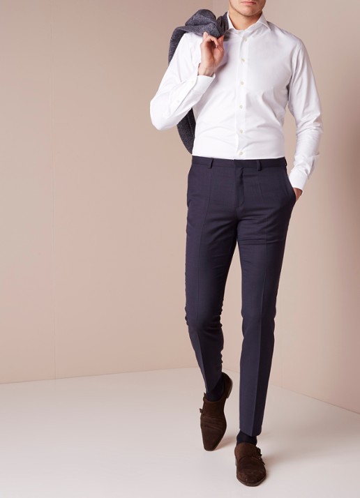 Profuomo Royal Twill No 6 slim fit overhemd met cut away kraag - voorkant 2 wit