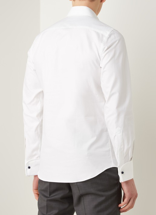 Profuomo Royal Twill No 7 slim fit overhemd met dubbele manchetten - achterkant wit