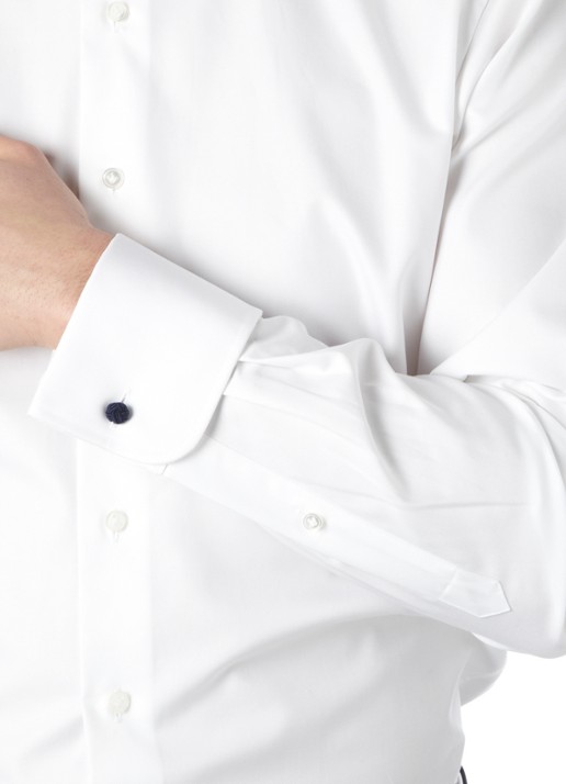 Profuomo Royal Twill No 7 slim fit overhemd met dubbele manchetten - detail 3 wit