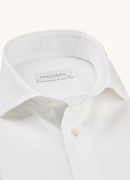 Profuomo Royal Twill No 7 slim fit overhemd met dubbele manchetten - detail 4 wit
