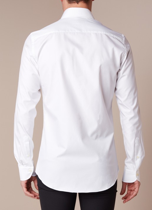 Profuomo Royall Twill No 6 slim fit overhemd met extra lange mouw in wit - achterkant wit