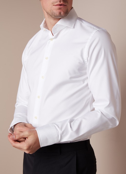 Profuomo Royall Twill No 6 slim fit overhemd met extra lange mouw in wit - detail 2 wit