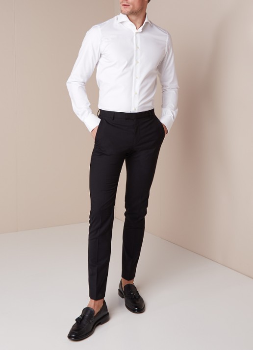 Profuomo Royall Twill No 6 slim fit overhemd met extra lange mouw in wit - voorkant 4 wit