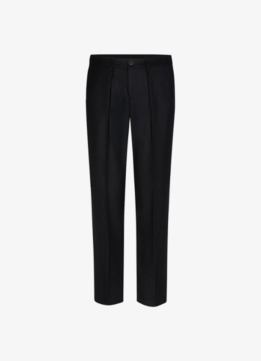 Profuomo Slim fit chino in wolblend - voorkant zwart