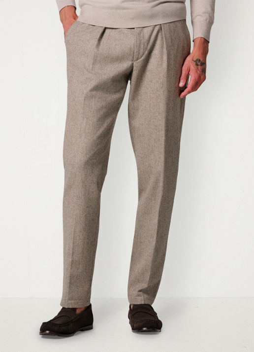 Profuomo Slim fit chino in wolblend - detail beige