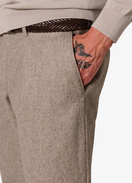 Profuomo Slim fit chino in wolblend - detail 3 beige