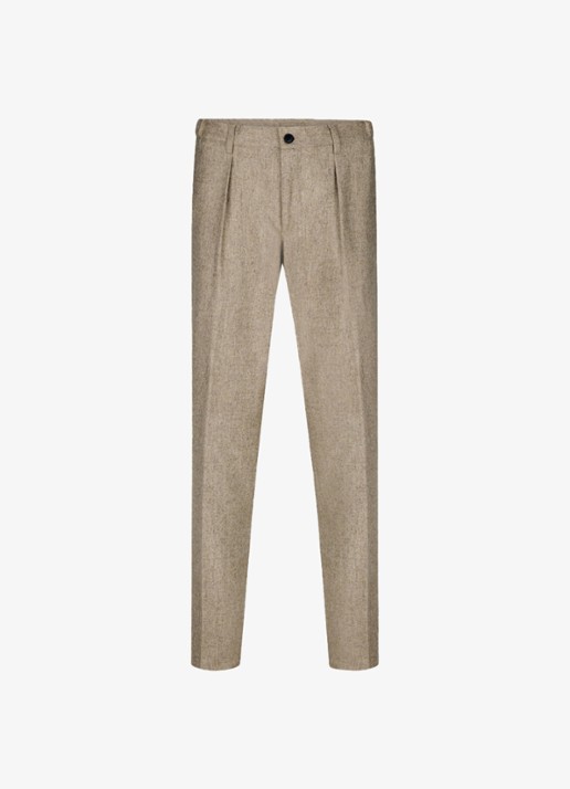 Profuomo Slim fit chino in wolblend - voorkant 4 beige