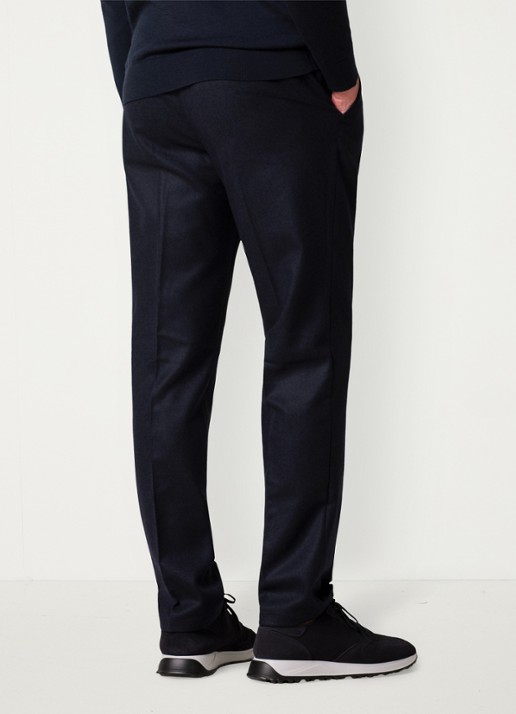 Profuomo Slim fit chino in wolblend - achterkant 6 donkerblauw