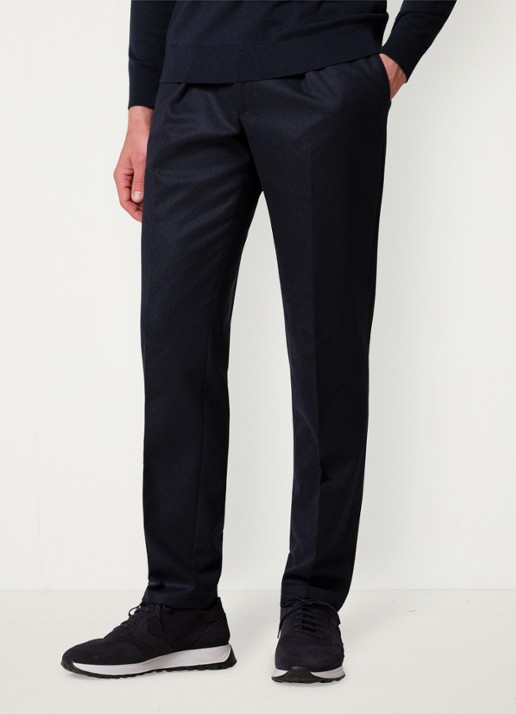 Profuomo Slim fit chino in wolblend - detail donkerblauw