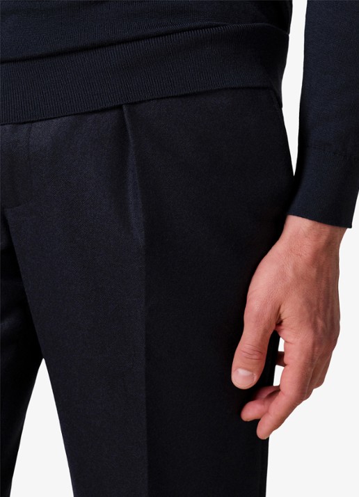 Profuomo Slim fit chino in wolblend - detail 3 donkerblauw