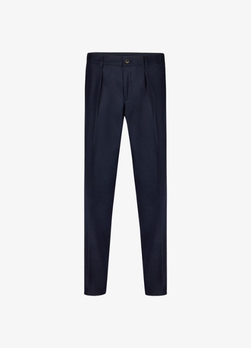 Profuomo Slim fit chino in wolblend - voorkant 4 donkerblauw