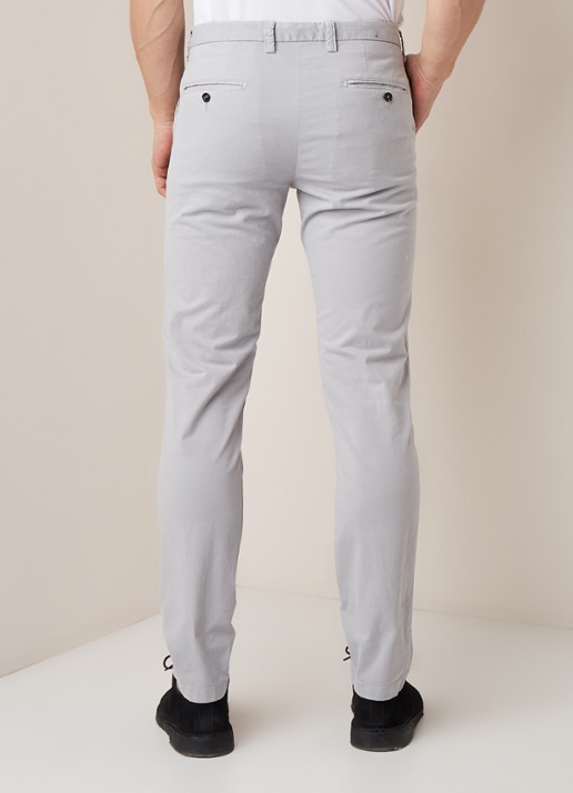Profuomo Slim fit chino met steekzakken  - achterkant 3 lichtgrijs