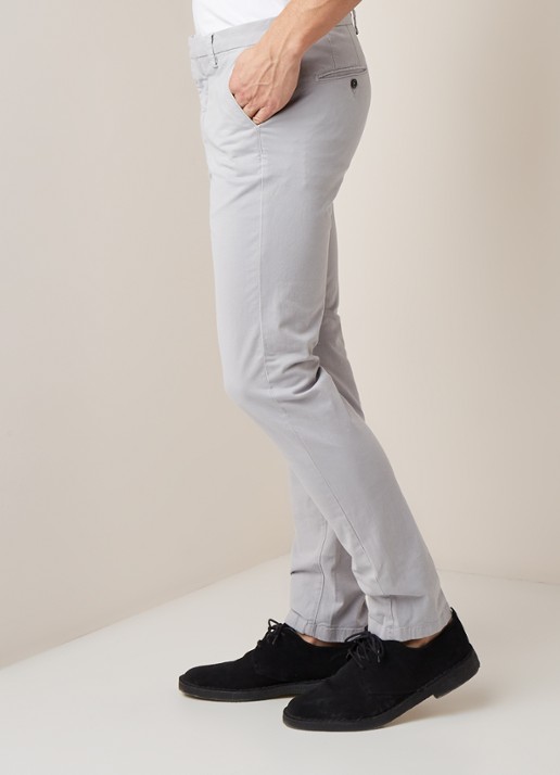 Profuomo Slim fit chino met steekzakken  - detail lichtgrijs