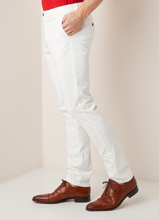 Profuomo Slim fit chino met steekzakken - detail 3 gebroken wit