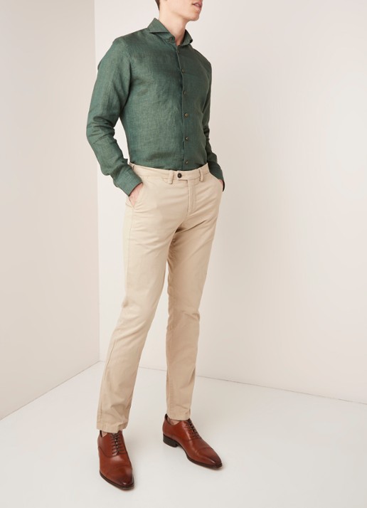 Profuomo Slim fit chino met stretch - voorkant 5 beige