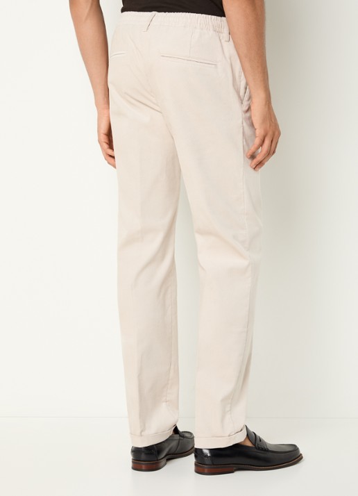 Profuomo Slim fit chino van corduroy met steekzakken - achterkant 3 beige