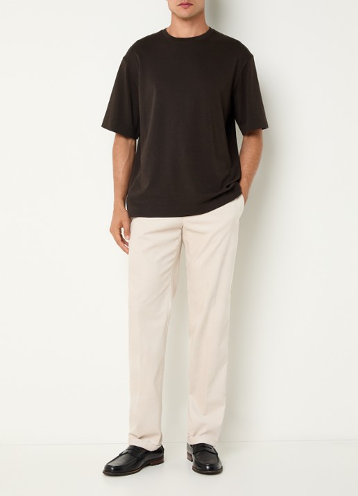 Profuomo Slim fit chino van corduroy met steekzakken - voorkant beige