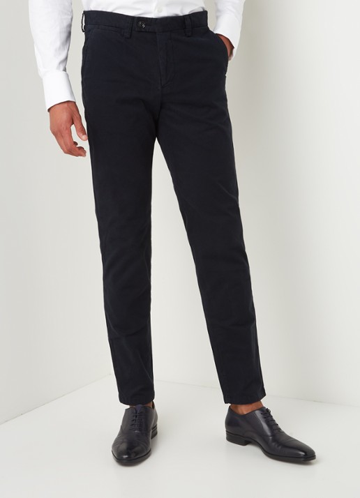 Profuomo Slim fit chino van katoen met garment dye - detail 3 donkerblauw