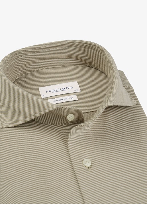 Profuomo Slim fit Japanese knitted shirt overhemd - detail 2 cognac