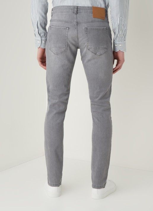 Profuomo Slim fit jeans met stretch  - achterkant middengrijs