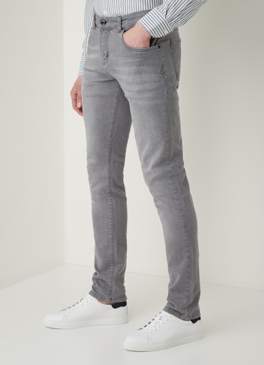 Profuomo Slim fit jeans met stretch  - detail 3 middengrijs