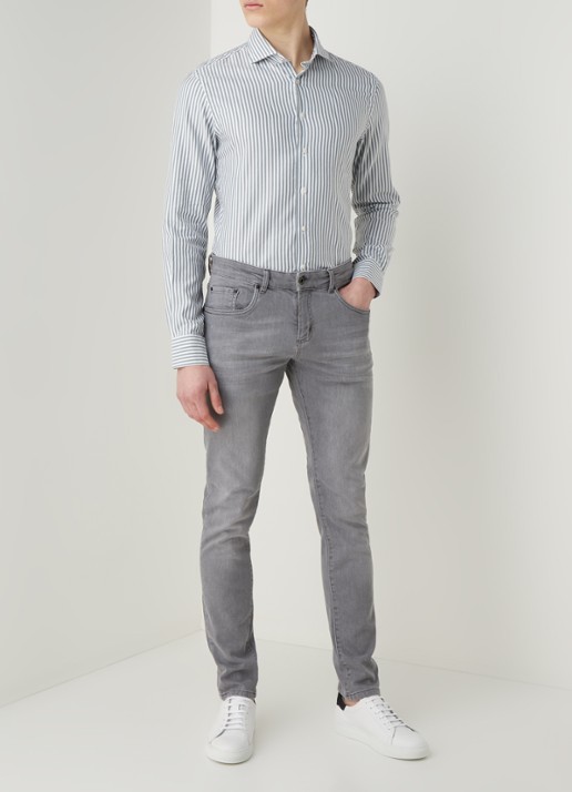 Profuomo Slim fit jeans met stretch  - voorkant 6 middengrijs